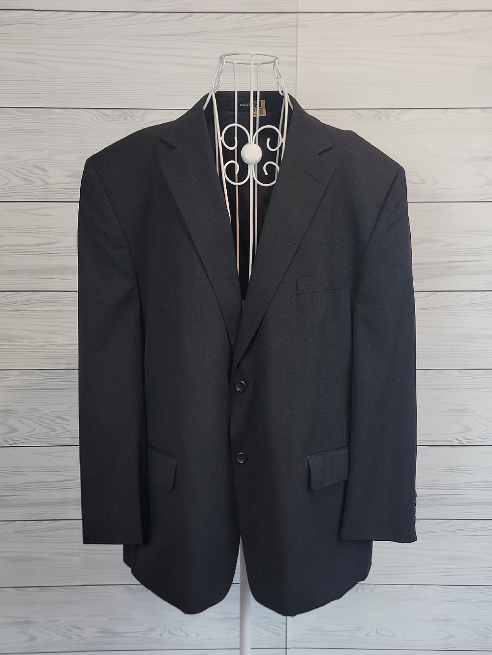 Joseph Feiss Suit Jacket Wool Men's Black Two-Button Blazer- Black Size 50S